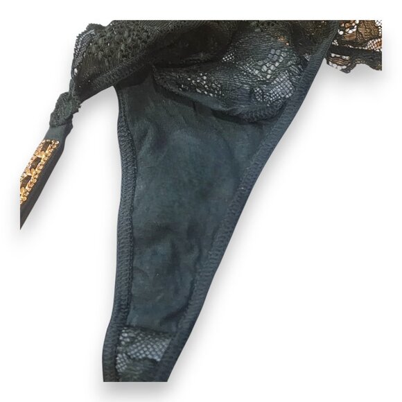 NWT Victoria Secret Green Ivy Lace Bombshell Bra and Thong Set w/Gold Accents - Picture 10 of 14